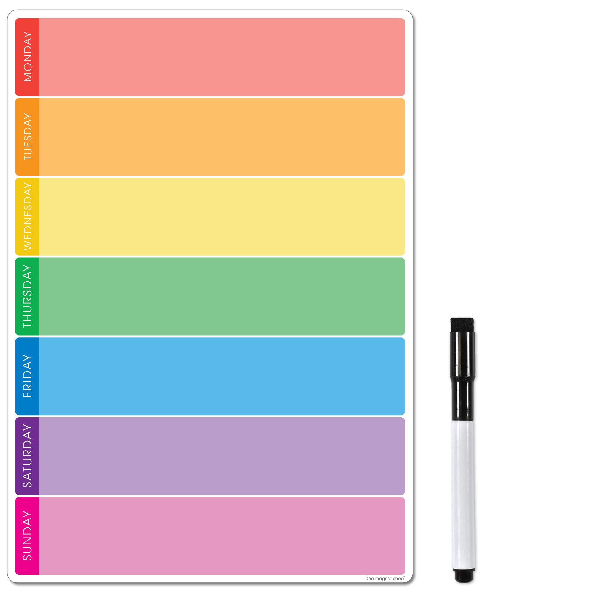 TMS Magnetic Weekly Planner and Organiser A4 | Fully Customisable Whiteboard for Family/Business Task and Meal Planning | with Free Pen (Multi-Coloured, A4)