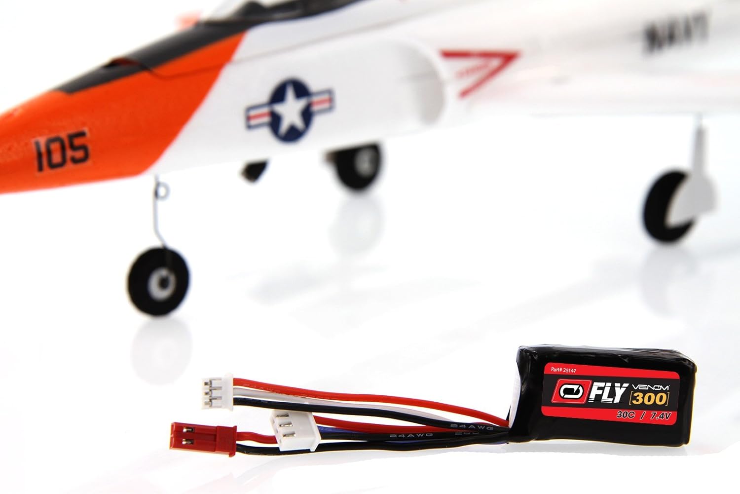 Venom Fly 30C 2S 300mAh 7.4V LiPo Battery with JST and E-flite PH Plug x2 Pack Combo - Compare to E-flite EFLB2802S30: Toys & Games