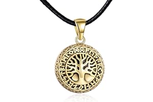 KZX Harmony Ball Necklace for Pregnancy Gold-Plated Copper Angel Caller Bell Pendant Music Bola Jewelry Gifts for New Mother Wife (Chain 36 inches)