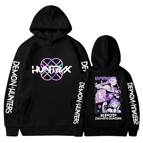 K p-o-p Demons Hunters Sweatshirt for Kids Girls Boys, demon+hunters+k_p_op Kids Hoodies Y2k Pullover Cartoon Print Sweatshirt, Huntrix Hip Hop Streetwear Jumpers