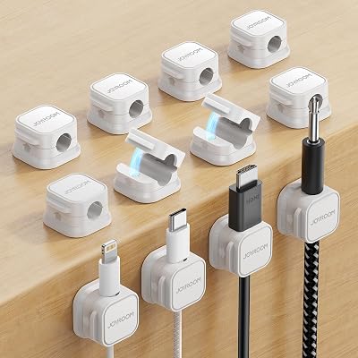 JOYROOM 12 Pack Cable Tidy Clips Magnetic Cable Organizer 7.5mm Adhesive White