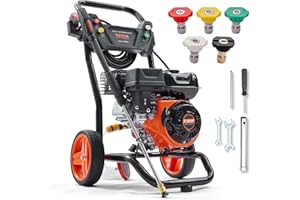 VEVOR Gas Powered Pressure Washer 3400 PSI 2.6 GPM, with Spray Gun and Extension Wand, 5 Quick Connect Nozzles, Copper Pump