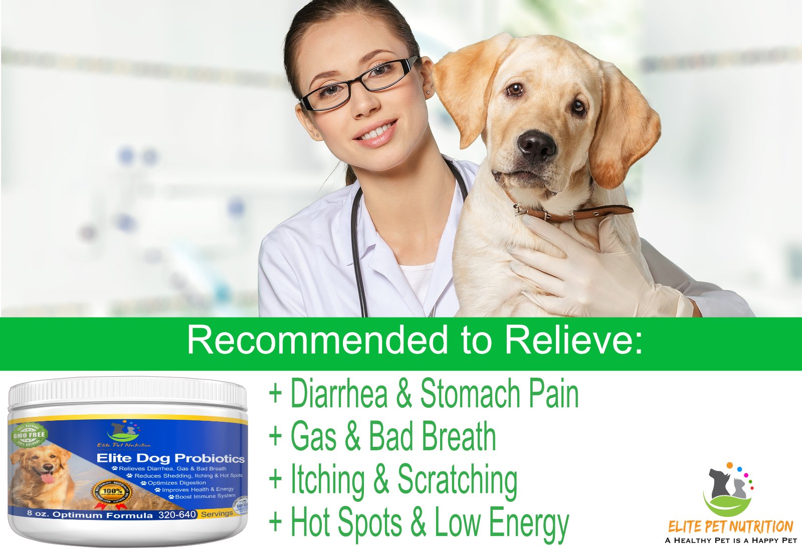 Probiotic Supplement for Dogs Elite Dog Probiotics Powder by Elite Pet