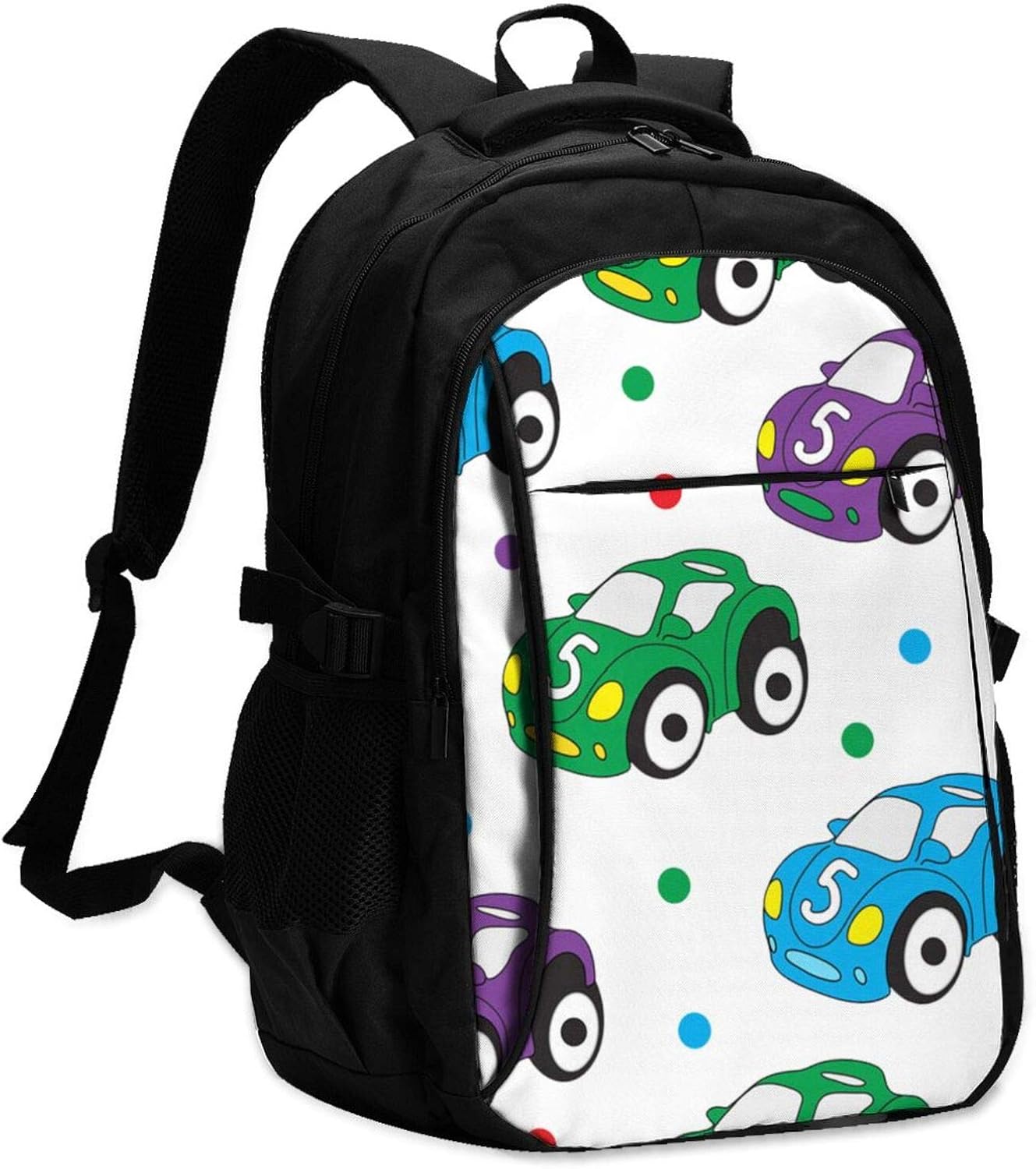 Children Toy Car Printed Usb Backpack Travel Backpack Men’s And Women’s