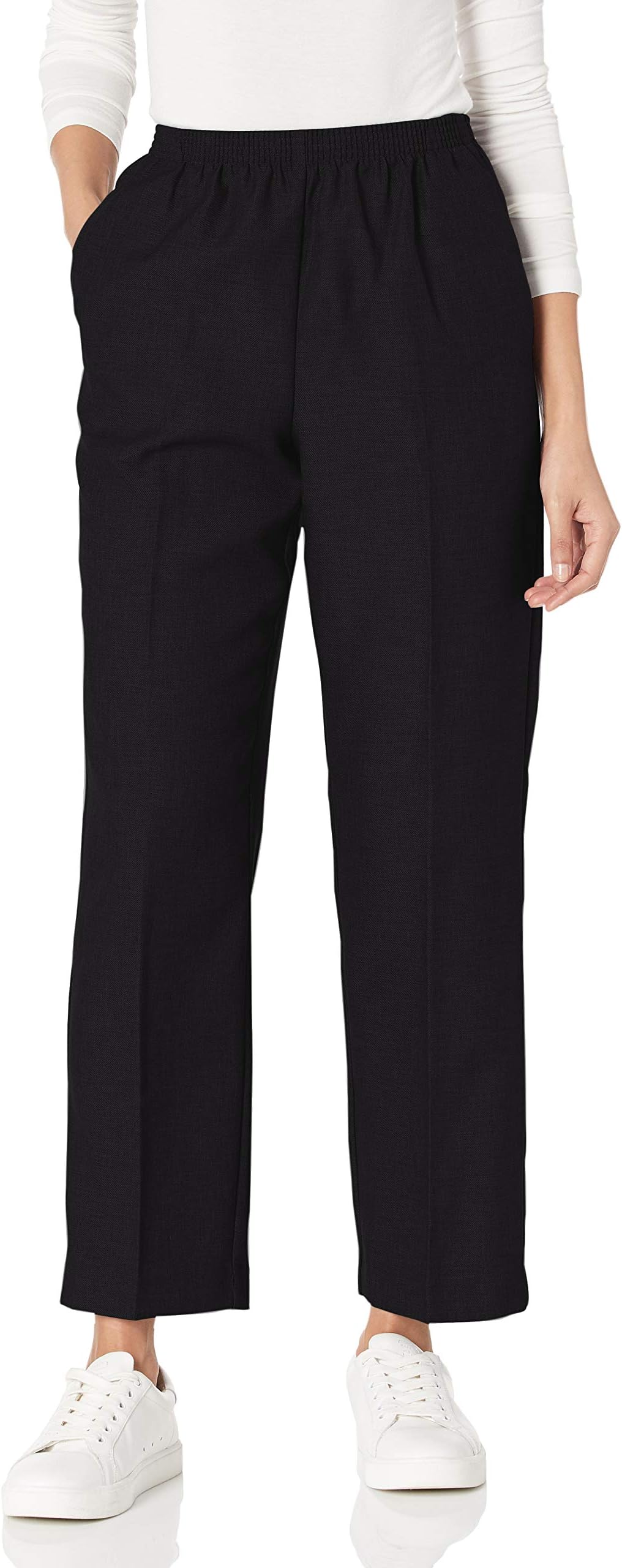 Alfred Dunner Women's All Around Elastic Waist Polyester Petite Pants Poly Proportioned Medium