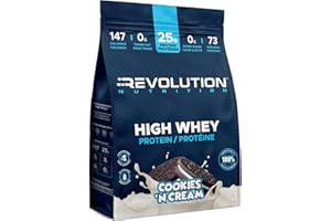 Revolution Nutrition, High Whey, Protein Powder 6LB Bag, Whey Protein, Gluten Free, 25g of Protein Per Scoop, 2.7kg, 73 Servi