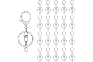 ZOLOAJAY 20sets Lobster Claw Clasps Hook with Flat Split Keychain Ring with Swivel Trigger Clip with Little Lobster Clasp for DIY Craft Jewelry Making