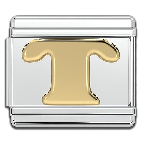 Fablinks Italian Charm Letter, 9mm Gold Alphabet Initial T Charms