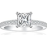JALOKIVI 1.25CT 925 Sterling Silver Engagement Rings for Women Princess Cut Solitaire Cubic Zirconia Wedding Promise Rings for Her Size 4-12.5