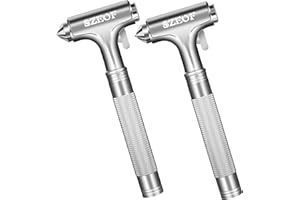 SZEOF 2 Packs Car Window Breaker with Seat Belt Cutter,Car Safety Hammer,Car Escape Tool,Metal Automotive Glass Breaker,Vehicle Emergency Tools,Car Accidents Safety Kit(Silver)