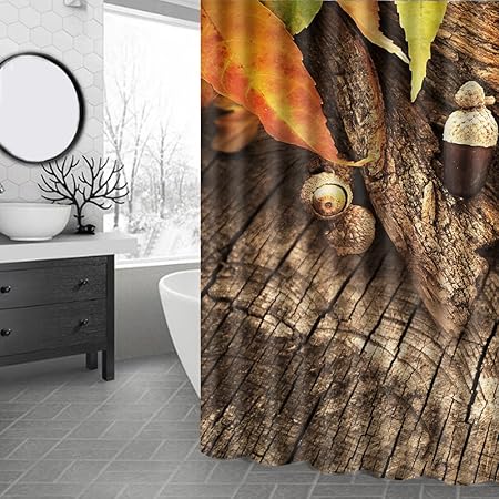 Guohome 36 X 72 Rideaux De Douche Troncs D Arbre Abstrait Theme Print Tissu Anti Moisissure 100 Polyester Pour Salle De Bains Marron Noir Orange Amazon Fr Cuisine Maison