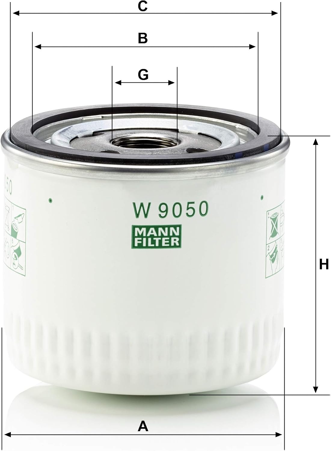 MANN-FILTER W 9050 Oil Filter - for Cars + Transporters, White, Single pack - Image 3