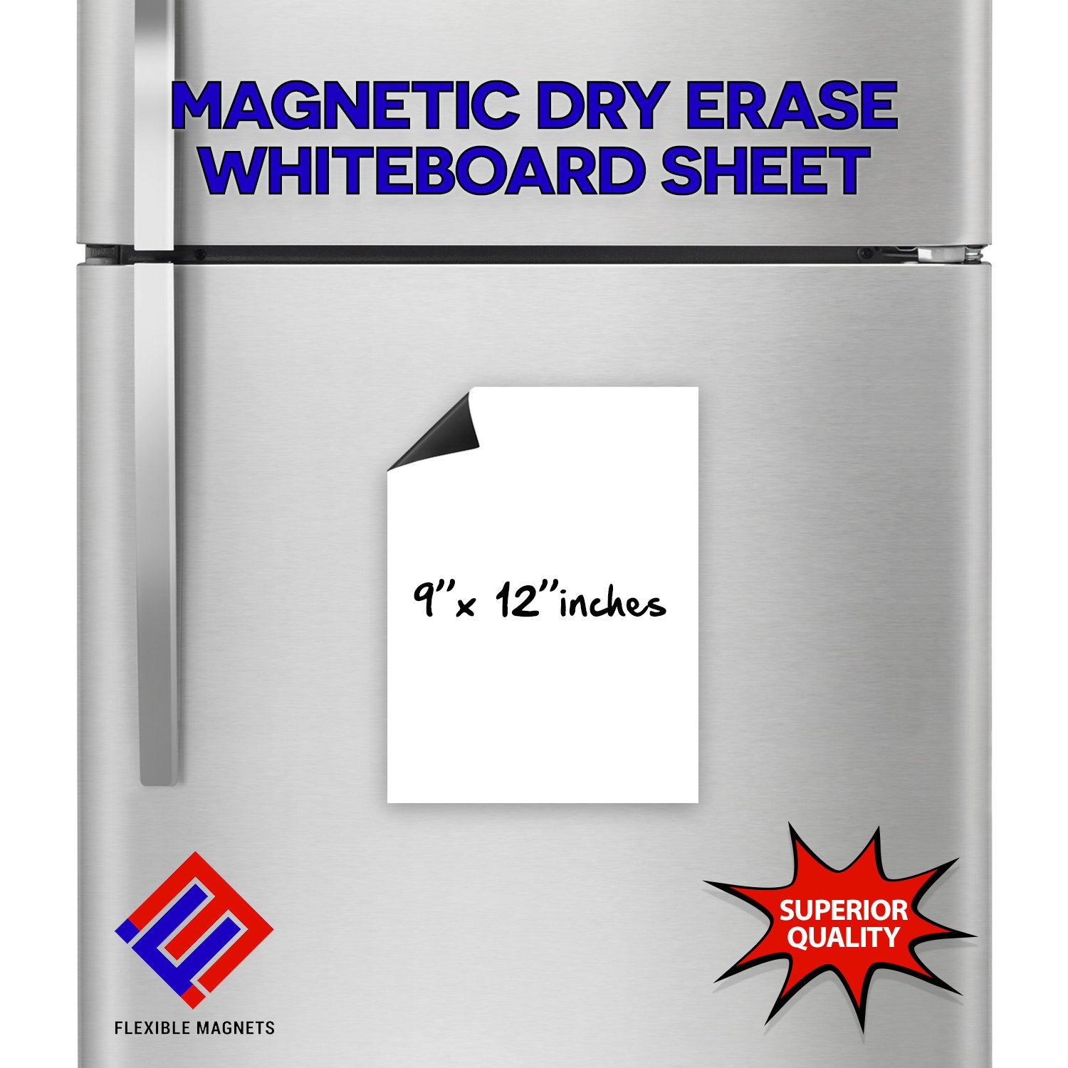5 Dry Erase White Magnetic Sheets - 9" X 12" - Magnetic White-Board Write on Wipe off sheets - Total of 5 Sheets. THE BEST FLEXIBLE DRY ERASE SHEETS ON THE MARKET!