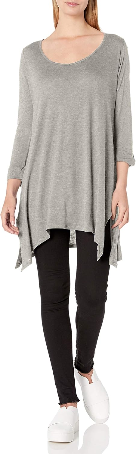Paper + Tee Women's V-Neck Sharkbite Hem Top