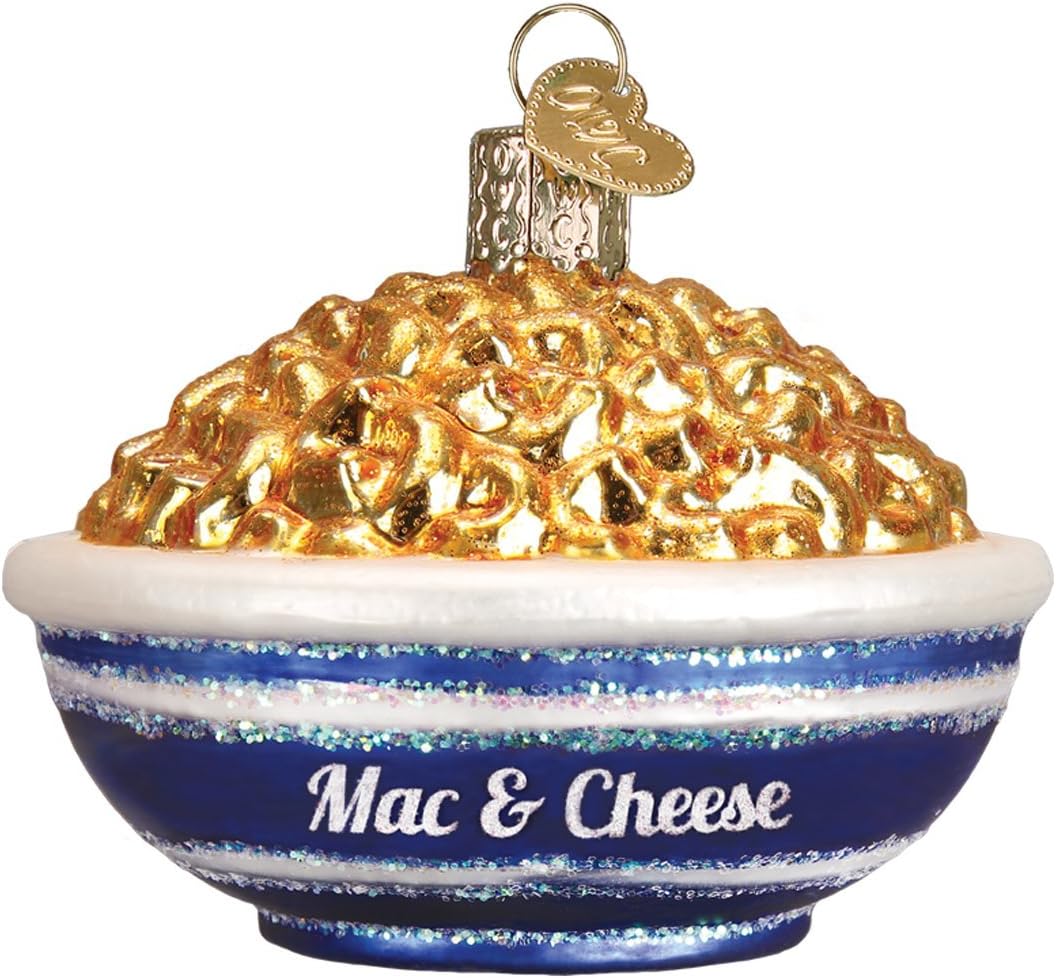 Ornaments - Old World Christmas Various Foods Glass Blown Ornaments for Christmas Tree, Bowl of Mac & Cheese, 3x3