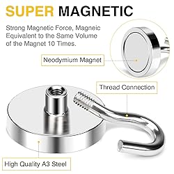 DIYMAG Magnetic Hooks, 118 LB Heavy Duty Strong