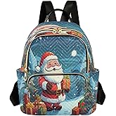 ALAZA Pine Tree Santa Claus Snow Xmas Women Backpack Purse Ladies Fashion Shoulder Bag Daypack Travel Bag 7.5L