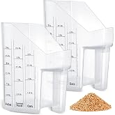 Uiifan 2 Pcs 3 Quart Horse Feed Scoop with Measurements for Farm, White | Heavy Duty Plastic Livestock Measuring Scoop, for Goat, Sheep and Cattle, Barn Feeding of Grain, Pellets, Sweet Feed &amp; Oats