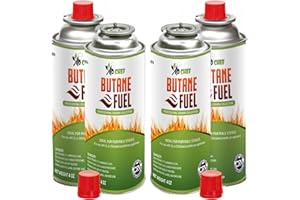 Jo Chef Butane Fuel Canister – Pure Refined Butane Gas Cylinder for Camping Stove, Portable Burners, Blow Torch Head, BBQ, Lighters