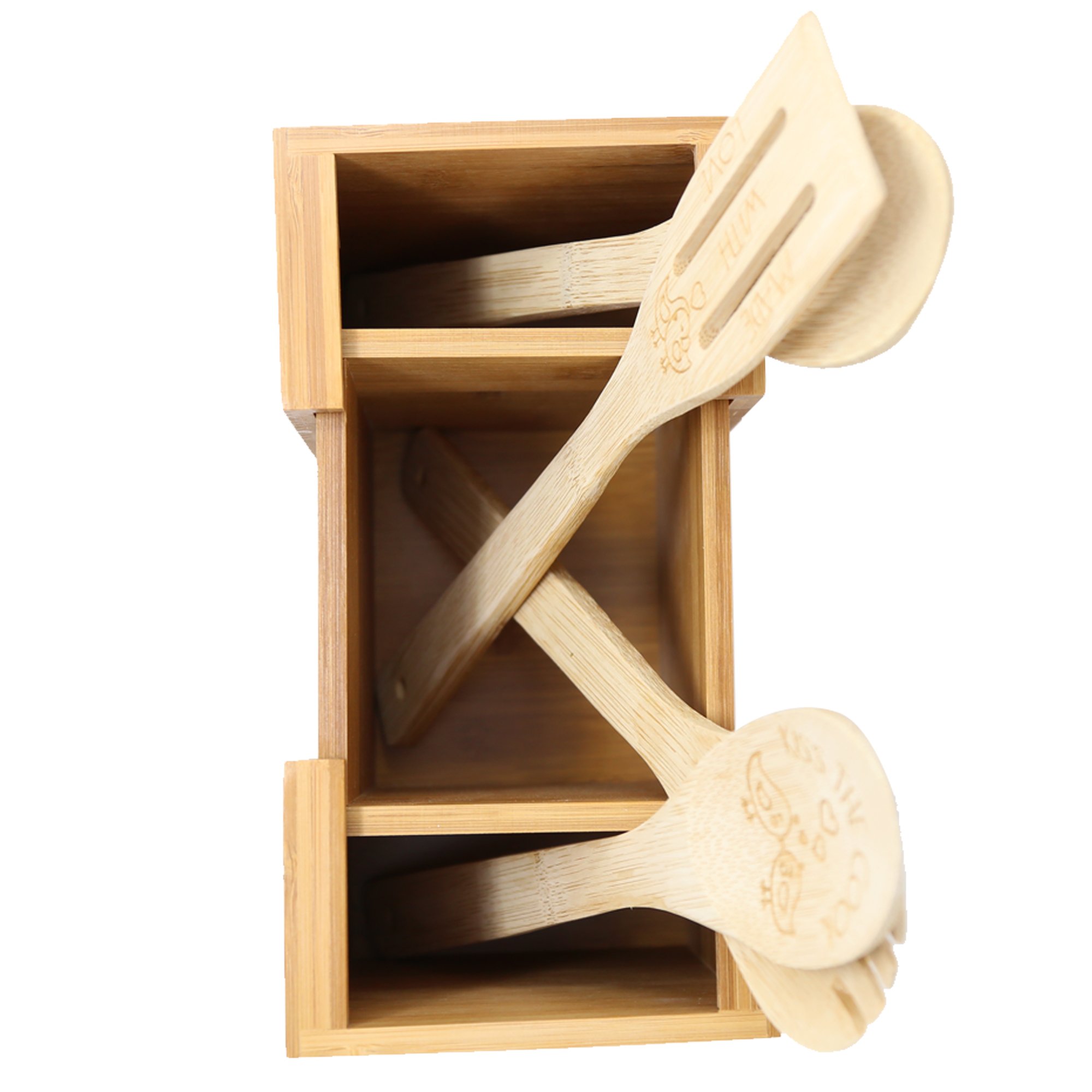 Kagura Bamboo Expandable Utensil Holder Divider Organizer for Kitchen Cutlery 859577007109 eBay