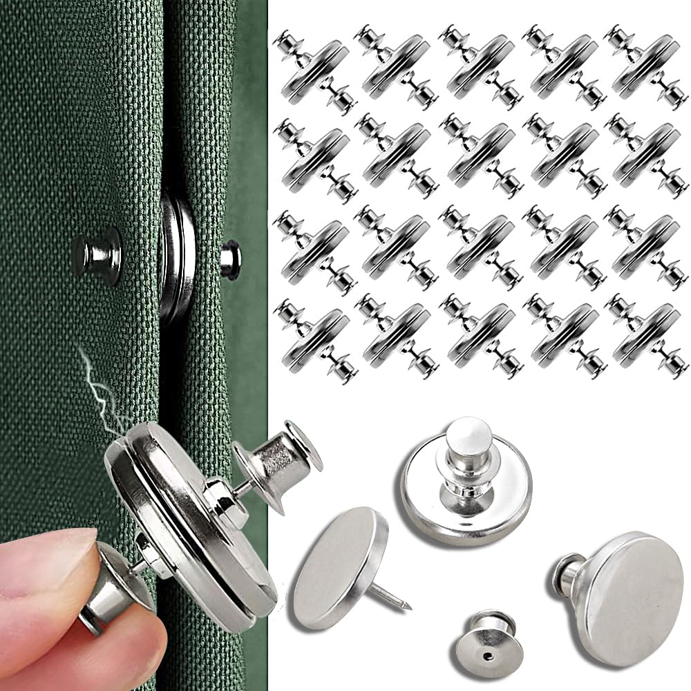 Photo 1 of 20 Pairs Magnetic Curtain Clips,Double Sided Magnetic Suction Curtain Magnets Closure Prevent Light Leaking Keep Curtain Closed for Home Bedroom Office Curtain Draperies(Sliver)