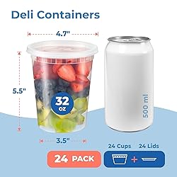 Fit Meal Prep 24 Pack 32 oz Deli Containers with