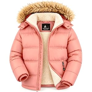 GEEK LIGHTING Kids Winter Jacket Water Resistant Fleece Lined Hooded Coat | Kids Heavyweight Hooded Puffer Jacket Detachable