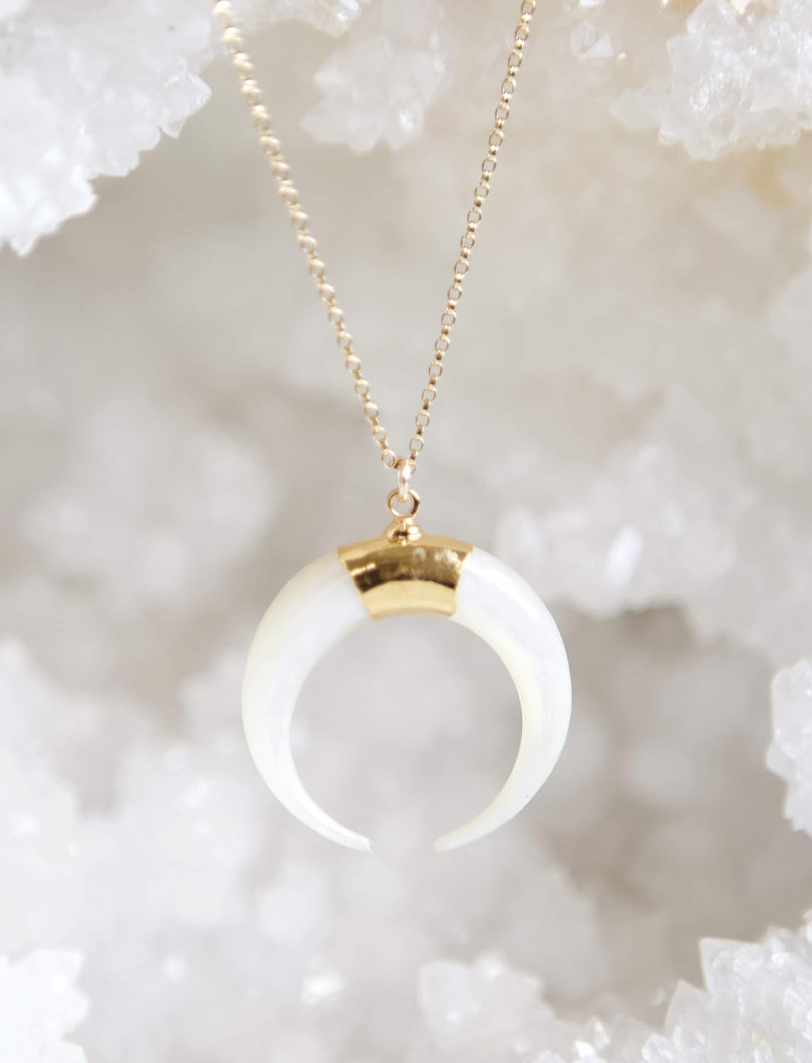 mother of pearl crescent moon pendant