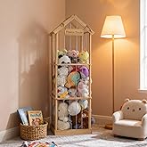 Stuffed Animal Storage, Vertical Stuffed Animal Holder with Thicker Elastic Band, Solid Wood Plushies Storage Decoration and Space Saving for Playroom, Kids Bedroom, Nursery Room. 57"(4.7ft)