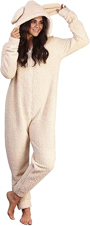 Ladies Soft Coral Sherpa Fleece Animal 3d Hood All In One Pyjamas Onesie At Amazon Women S Clothing Store
