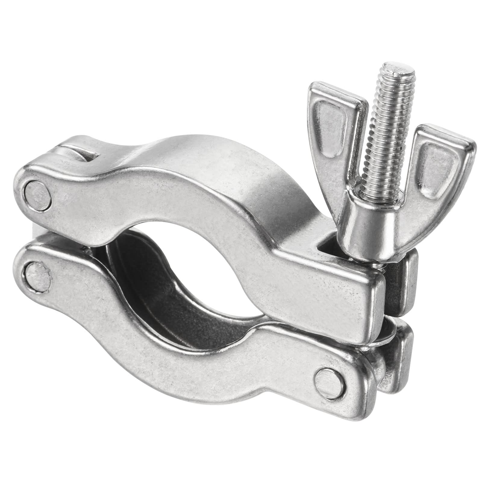 PATIKIL KF-25 Vacuum Clamp, 1 Pack 304 Stainless Steel Durable Double Pin Hose Clamp with Wing Nut for Ferrule, Silver