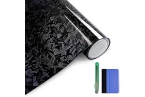 Arespark Gloss Forged Carbon Fiber Vinyl Wrap, Car Vinyl Wrap Decal Sticker Film Sheet with Air Release, Contain Installation Tool for Car Auto Morotcycle (1ft x3.5ft, Black)