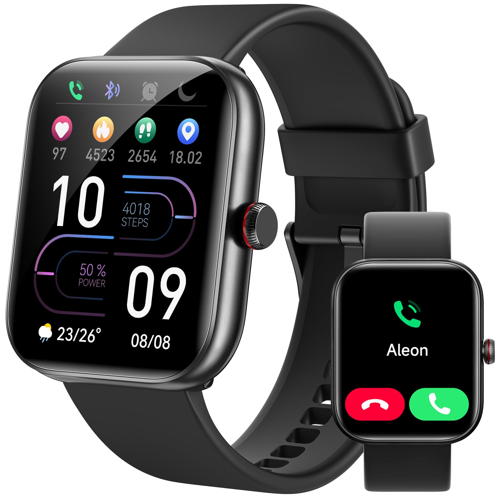 Smart Watch for Women Men, Smartwatch for iPhone & Android Bluetooth (Answer/Call) Built-in Alexa, 1.91