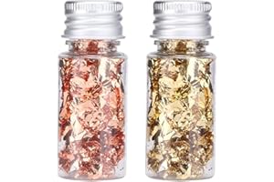 SERLIUM Edible Gold Leaf, Gold Leaf Cake Decoration Gold Flakes Food Gold Foil Decoration Baking Gold Foil Decor Chocolates Decor Gold Leaf Sheets for Cooking Dessert Decoration Crafts Makeup (Gold and Rose Gold)