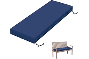 Tounosnt Outdoor Bench Cushion 48 X 18 X 3.5 Inch Thick Waterproof Patio Furniture Cushions, Patio Porch Swing Replacement Seat Pad with Tie Straps and Anti-Slip, for Backyard Garden, Blue