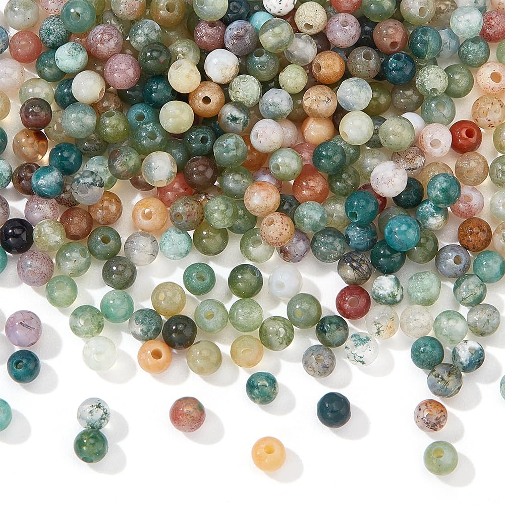 Nbeads Set of 480 Multicolor Indian Agate Round Beads 2mm, Natural Stone Bead, Hole: 0.8mm, for DIY Jewelry Making and Gifts — image 1