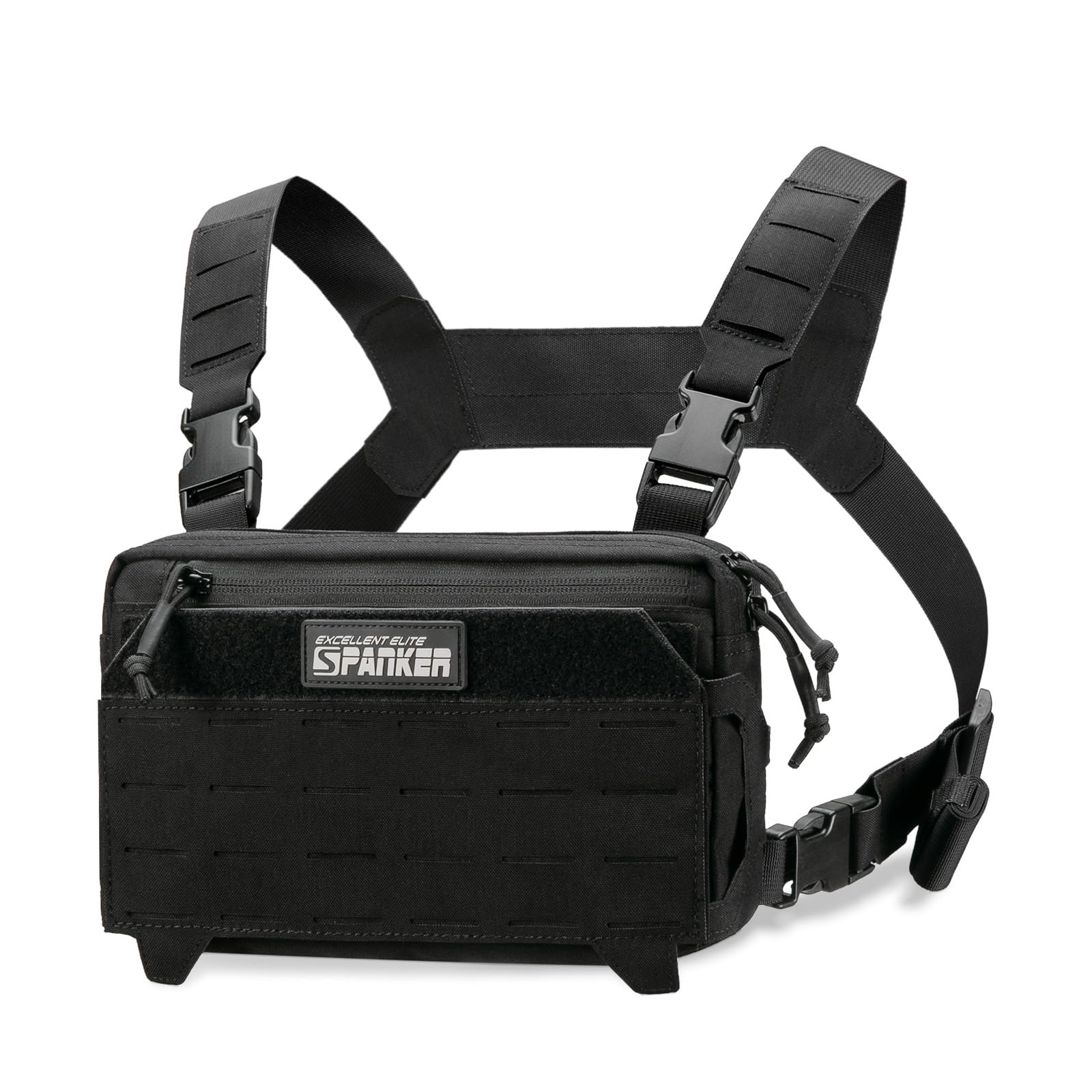 EXCELLENT ELITE SPANKER Men's Tactical Chest Rig Bag Military Vest Chest Pack (Black)