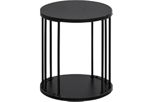 HDANI Small Round Wooden Step Stool for Kids Adults, 300lbs Load Capacity Garden Stool, Non-Slip Small Stool for Plant Stand, Kitchen, Bathroom and Bedroom, Black