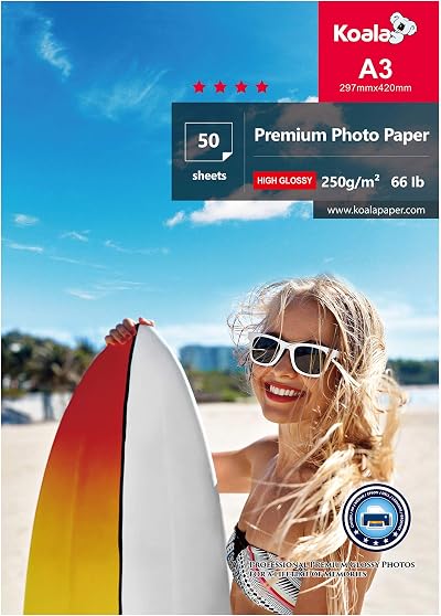 Koala Glossy Photo Paper A3 297x420mm 250gsm 50 Sheets Resin Coated