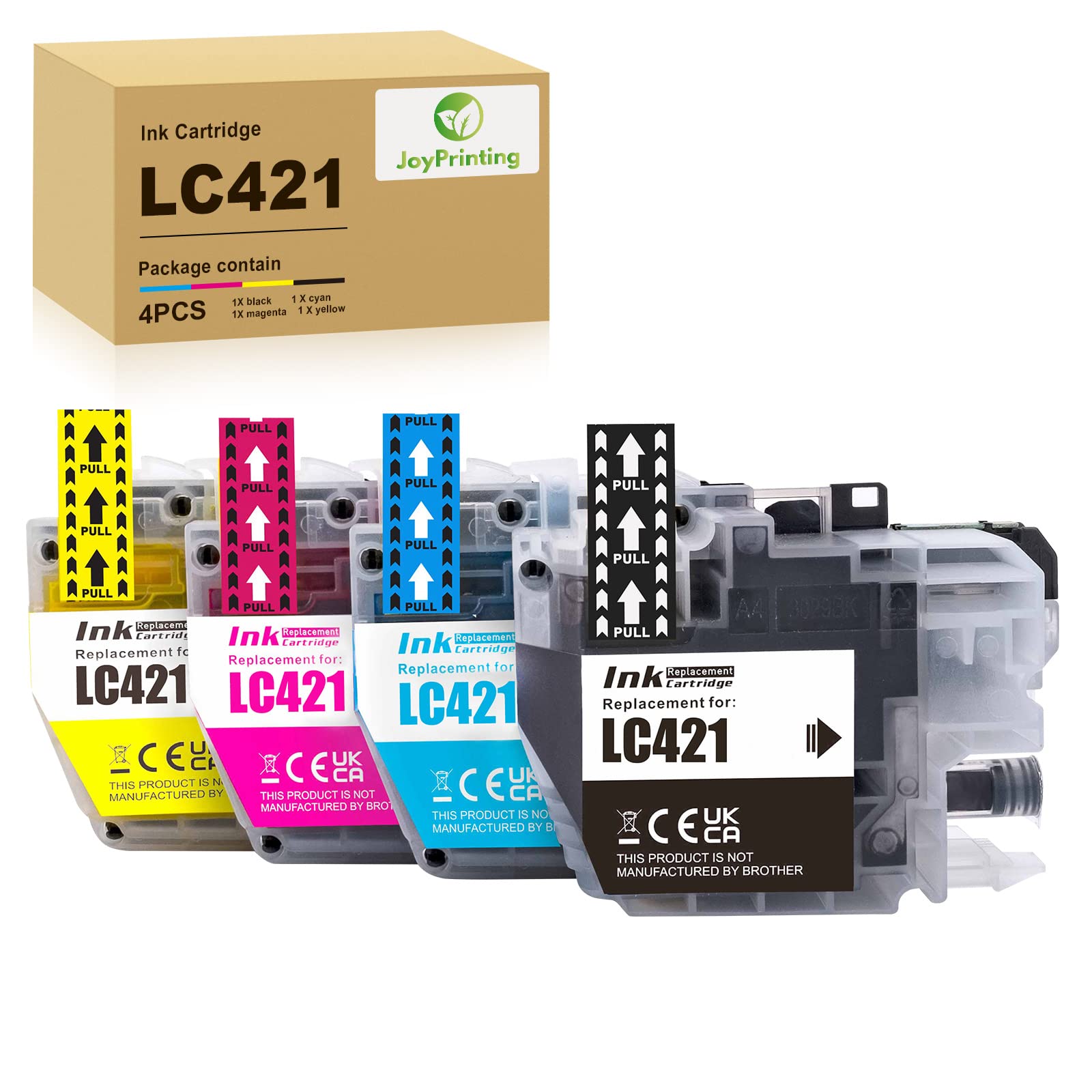 JoyPrinting LC-421 Ink Cartridges for Brother LC421 LC-421 Ink Cartridges Multipack for Brother DCP-J1050DW MFC-J1010DW DCP-J1140DW (1 Black,1 Cyan,1 Magenta,1 Yellow, 4-Pack)