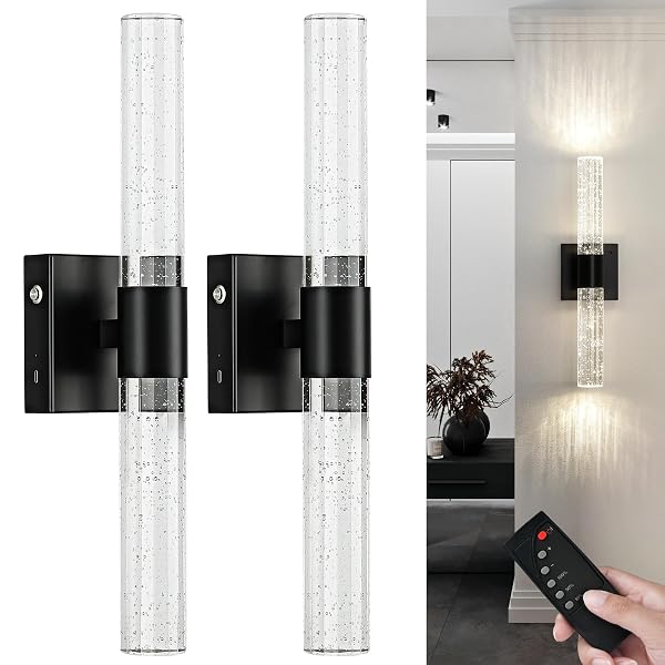 CCYCOL BATTERY OPERATED WIRELESS WALL SCONCES SET OF...