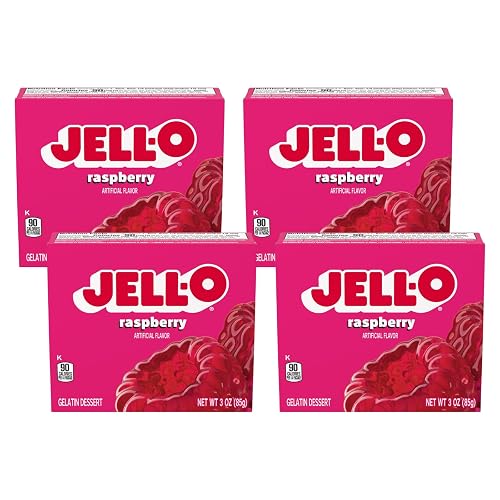 Jello Gelatin Raspberry Jell-O Raspberry Gelatin Dessert Mix, 3 oz. (Pack of 4) in Saudi Arabia ...