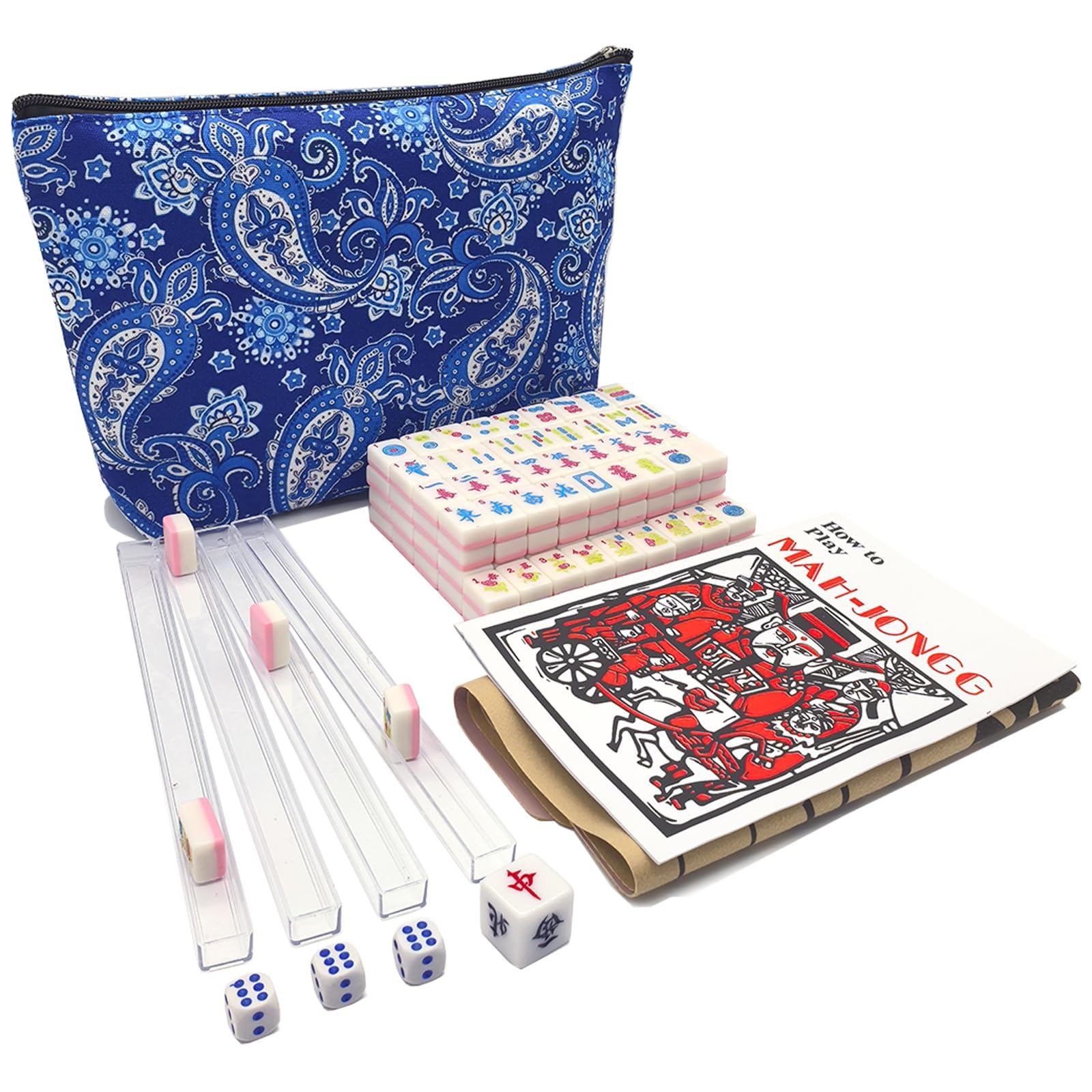 Photo 1 of XuMoZC American Mini Mahjong Set 166 Mahjong Tiles 0.9-inch American Mahjong Game Pink Set Thickened Mah-Jongg Tiles Bag Mahjong Tile Set