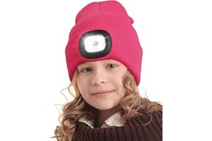LED Beanie Hat with Light for Kids, Unisex Rechargeable Hands Free LED Headlamp Hat Winter, Gifts for Kids Boys Girls