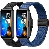2 Pack Nylon Band Compatible with Huawei Band 8/9/10 Woven Magnetic | Quick Release Design Adjustable Replace Watch Strap for Men and Women Breathable(Multicolor)