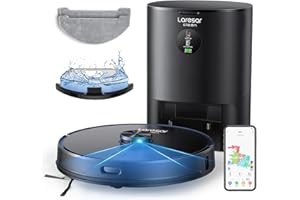 Laresar Clean Robot Vacuum and Mop Combo, 3500Pa Robotic Vacuum with 3.5L Self Emptying Station, 250 mins Runtime, LIDAR Navigation, WiFi/APP/Alexa Control, Ideal for Pet Hair, Carpet and Hard Floor