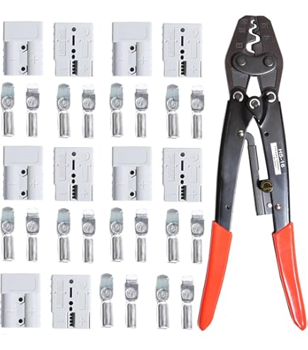 Eagles 50 Amp Power Connector Plug,10PCS 50A/600V Quick Connect/Disconnect Wire Harness Plugs For 7/8/10/12 AWG Wires, Recovery Winch, Trailer, Includes Terminal Pins (Grey - View #11