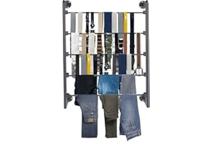 KUNGHEI 5 Tiers Display Tie & Scarf Rack, Wall Mounted Ribbon Rack Organizer Holder for Wrapping Paper Scarf Tie Belt Towel Pants, Scarves Hijab Stand for Retail Store,Home,Craft Room,Florist, Bedroom