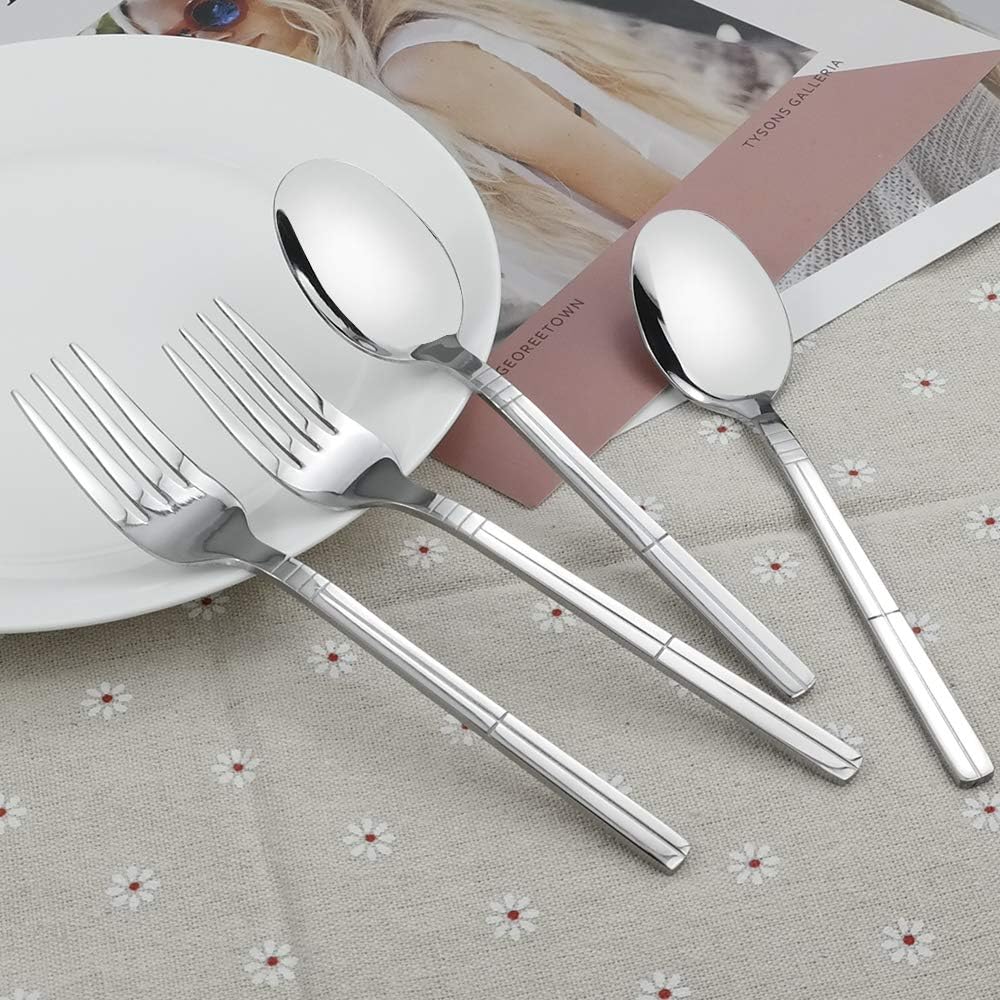 Eudokky Dessert Forks, Dessert Spoons Set, 12 Pieces Stainless Steel Spoons Forks Set, Silver - Image 5