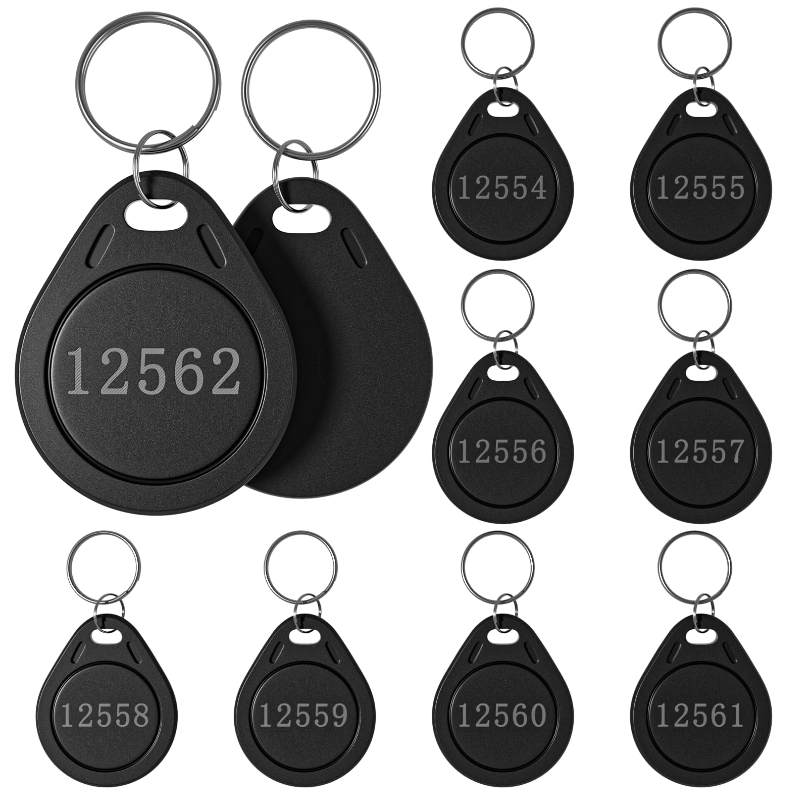 Photo 1 of 100 pcs 26 Bit Key Fobs Black RFID Keyfobs Writable Proximity Fob 125kHz Prox Cards Compatable with ISOProx 1386 1326 1346 H10301 Format Readers, Works with Vast Majority of Access Control Systems